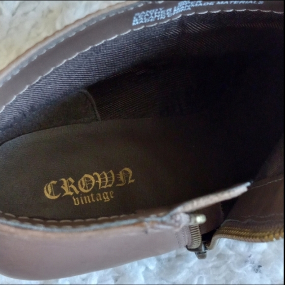 Crown Vintage Sandy Boots Real Leather Boots brown leather ankle booties - Picture 9 of 10